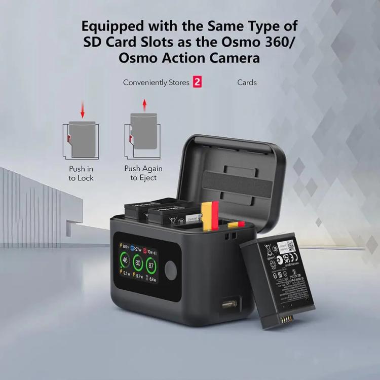 Con base de carga inteligente para pantalla y gestor de carga para DJI Osmo 360 / Action 5 Pro / Action 4 / Action 3. Batería no incluida., RCSTQ 5 In 1
