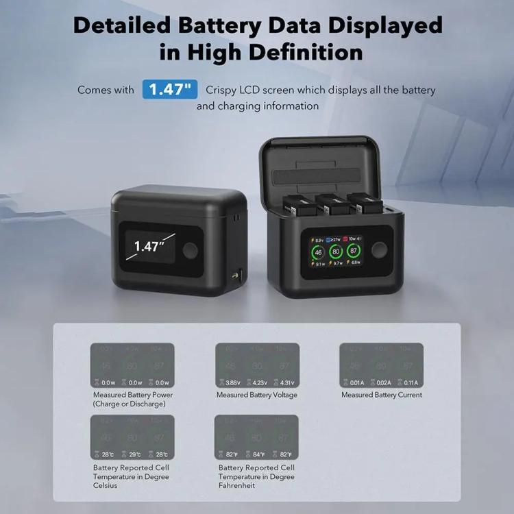 Con base de carga inteligente para pantalla y gestor de carga para DJI Osmo 360 / Action 5 Pro / Action 4 / Action 3. Batería no incluida., RCSTQ 5 In 1