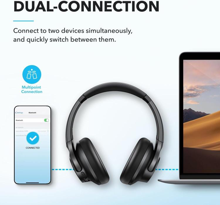 Auriculares inalámbricos Bluetooth con cancelación activa de ruido ANKER Soundcore Q20i