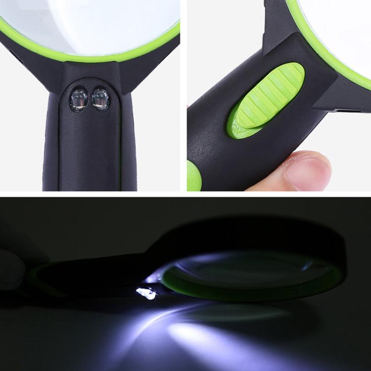 Lupa de mano antigolpes de 75 mm y 10 aumentos con 2 LED para lectura e identificación.
