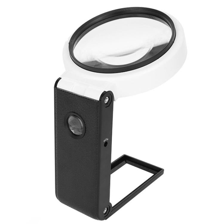 Lupa de escritorio plegable con LED para la lectura e identificación de joyas antiguas., 80mm 6X / 25X, 90mm 5X / 25X, 110mm 3.5X / 25X