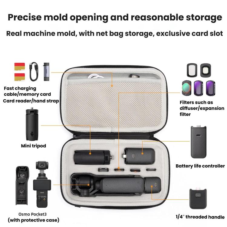 Bolsa de almacenamiento Cwatcun D224 Medium de EVA rígida, a prueba de golpes y resistente a la presión, para DJI Osmo Pocket 3., D224