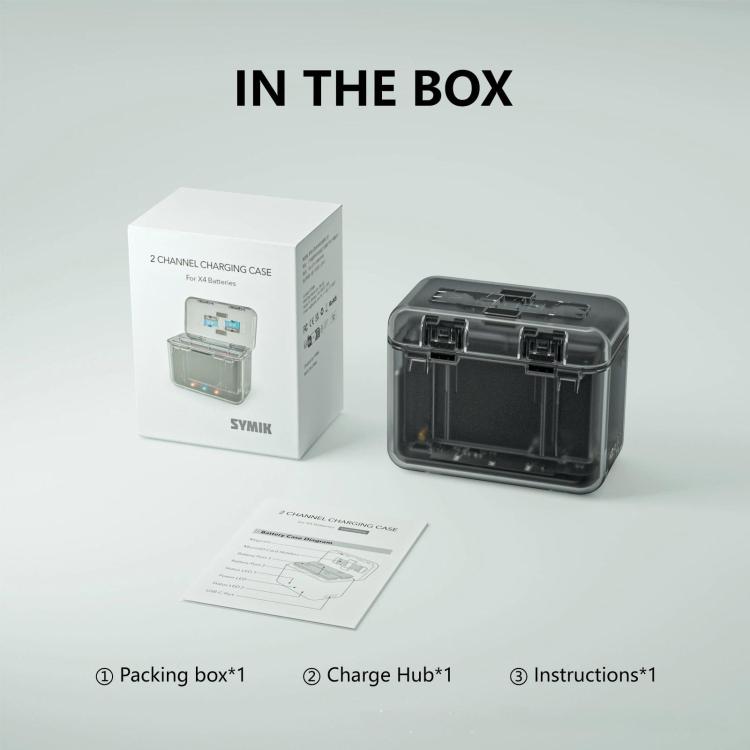 Cargador de batería de doble canal y estuche de almacenamiento SYMIK para Insta360 X4, con concentrador de carga e indicadores LED., For Insta360 X4