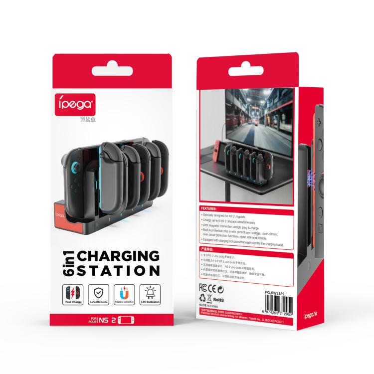 Estación de carga ipega 6 en 1 para Nintendo Switch y 2 mandos Joy-Con. Base de carga., PG-SW2189