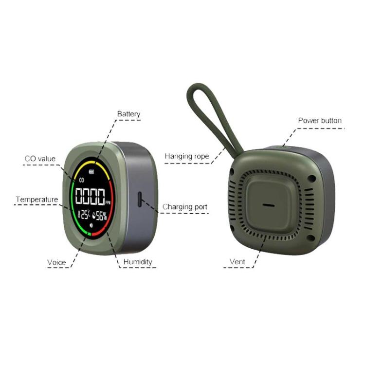 Detector de monóxido de carbono, temperatura y humedad 3 en 1 K5A, portátil para exteriores. Alarma de detección de CO., K5A