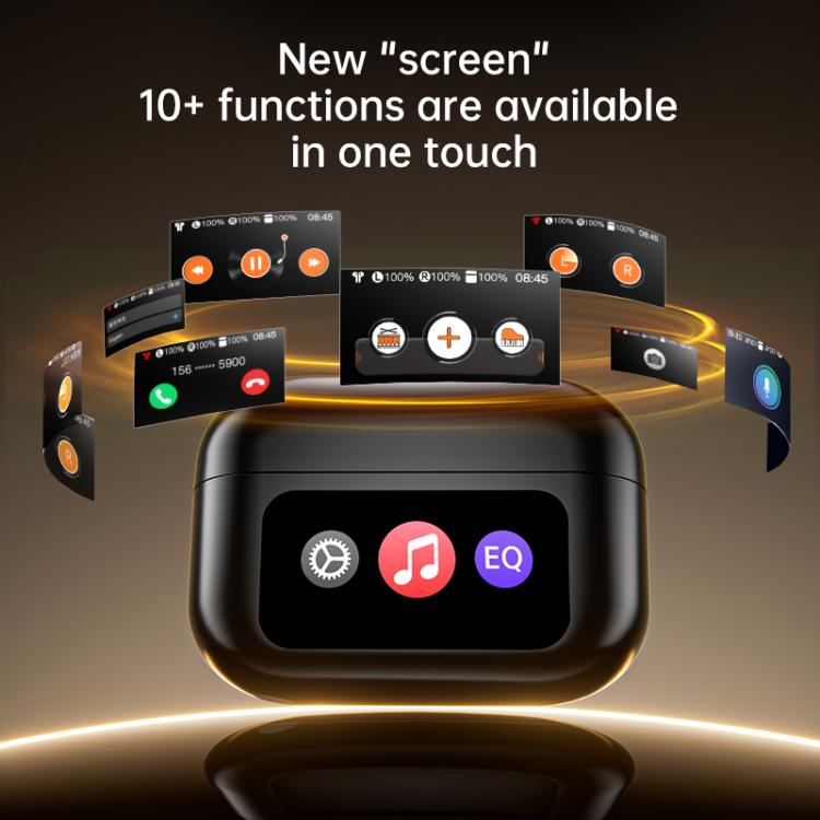 Traductor inteligente con IA en 150 idiomas, auriculares Bluetooth con pantalla a color y compartimento de carga.