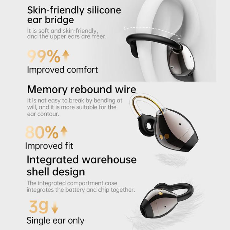 Auriculares inalámbricos Bluetooth con clip para la oreja y traducción por IA en 150 idiomas