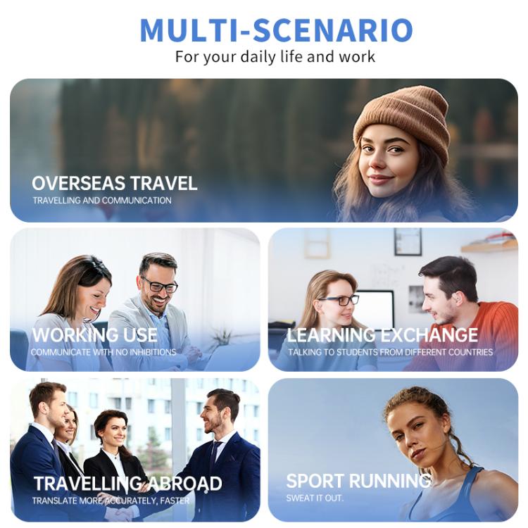 Auriculares inalámbricos Bluetooth con clip para la oreja y traducción por IA en 150 idiomas