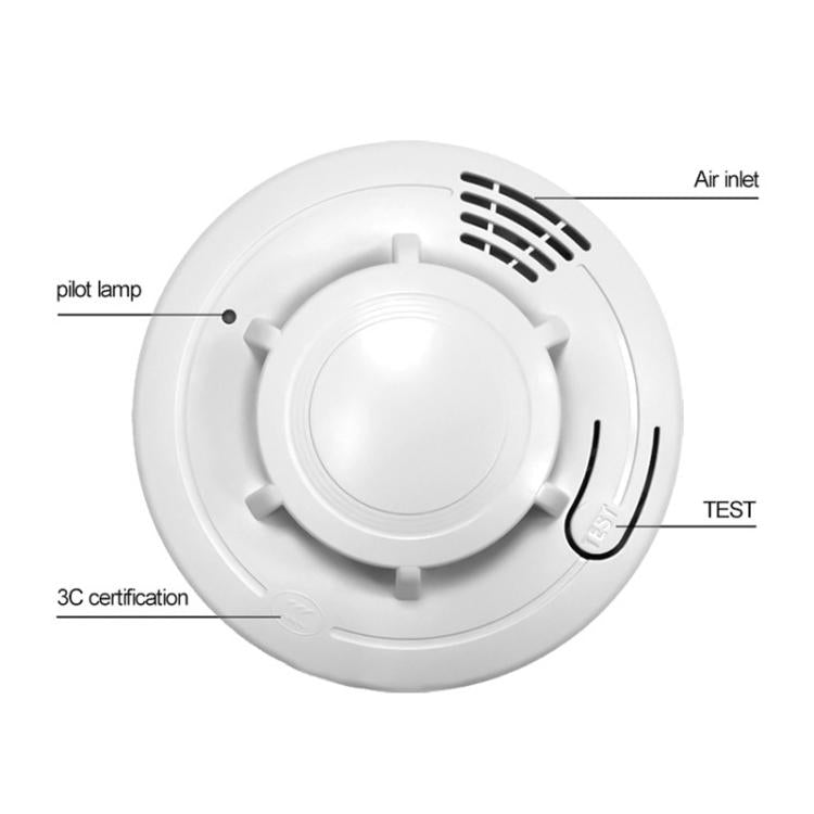 Detector de humo HD-001 para el hogar, alarma de incendios doméstica con sonido y luz.