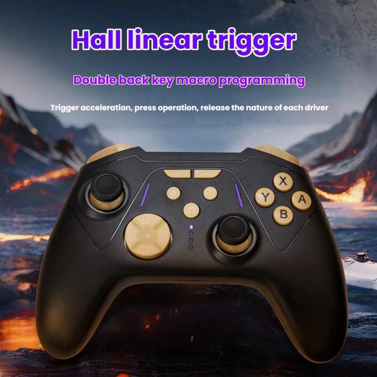 Mando para juegos Bluetooth S201: gatillos con efecto Hall, botones traseros duales para macros, compatible con Switch 2/Switch/PC/Steam/Móvil