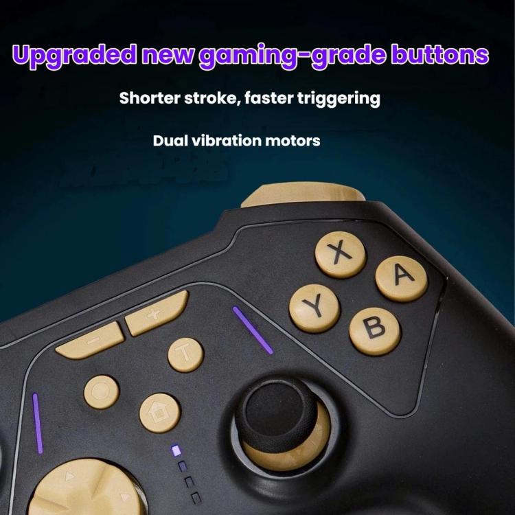 Mando para juegos Bluetooth S201: gatillos con efecto Hall, botones traseros duales para macros, compatible con Switch 2/Switch/PC/Steam/Móvil