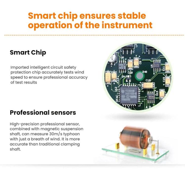 Medidor de velocidad del viento digital portátil de alta precisión SMART SENSOR