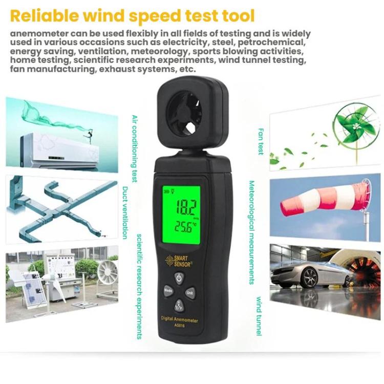 Medidor de velocidad del viento digital portátil de alta precisión SMART SENSOR
