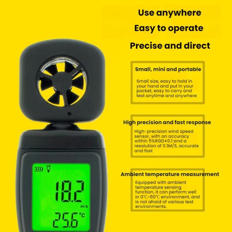 Medidor de velocidad del viento digital portátil de alta precisión SMART SENSOR