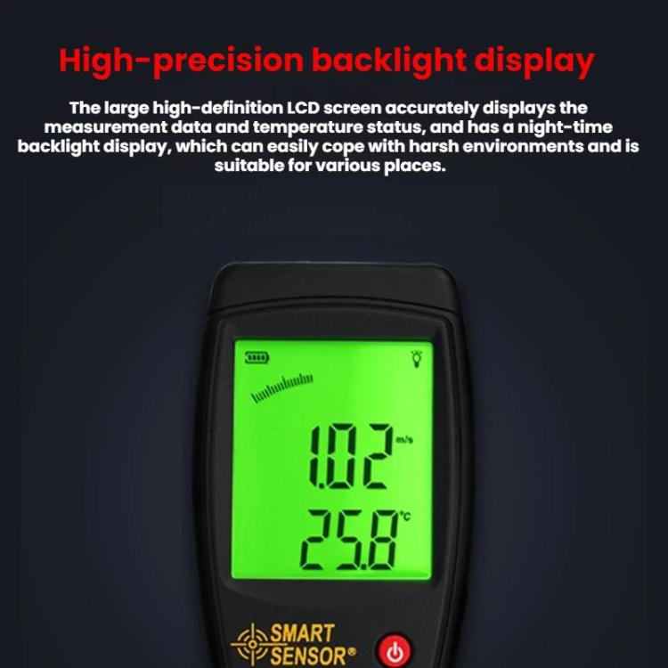 Medidor de velocidad del viento portátil de alta precisión SMART SENSOR, AS836