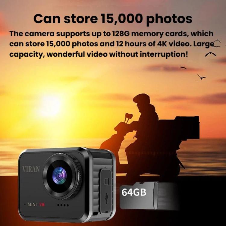 Cámara de acción portátil HD VIRAN Mini V8 para ciclismo y exteriores., Mini V8