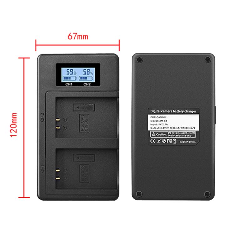 Cargador de pantalla LCD digital de doble batería para Canon LP-E12, LP-E12
