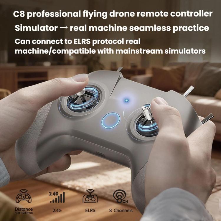 STARTRC C8 ELRS Drone de control remoto Entrenamiento Aeromodelismo Control remoto Simulador de aeronave de desplazamiento, Single Handle, With CR8 Receiver