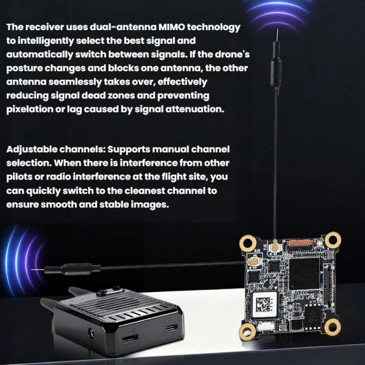 Kit receptor de transmisión de video para dron STARTRC VT5 FPV HD con doble antena y cámara 1080P., Air System+Ground System