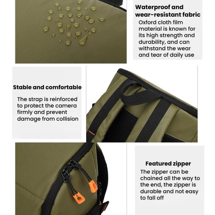 Mochila para cámara DSLR portátil, desmontable, impermeable y de gran capacidad para exteriores., Olive Green