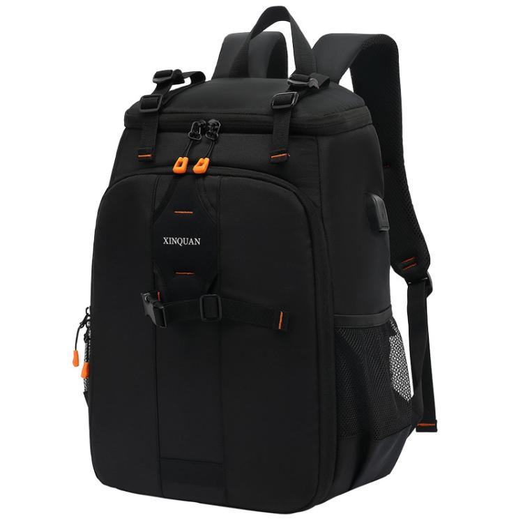 Mochila impermeable para cámara DSLR XINQUAN para exteriores, ideal para fotografía y con gran capacidad para portátil., Black Orange