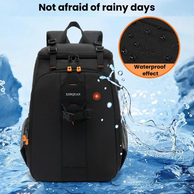 Mochila impermeable para cámara DSLR XINQUAN para exteriores, ideal para fotografía y con gran capacidad para portátil., Black Orange