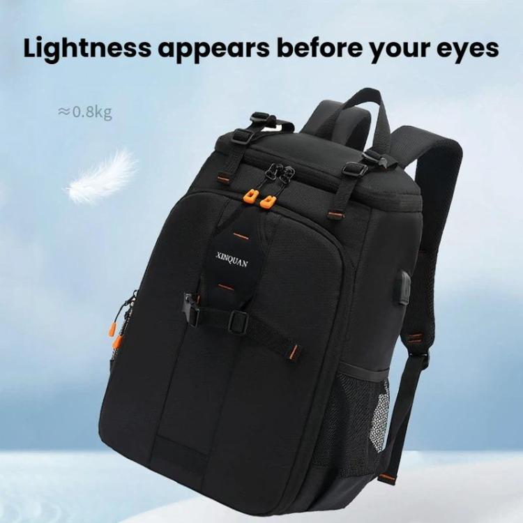 Mochila impermeable para cámara DSLR XINQUAN para exteriores, ideal para fotografía y con gran capacidad para portátil., Black Orange
