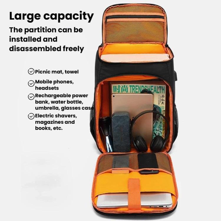 Mochila impermeable para cámara DSLR XINQUAN para exteriores, ideal para fotografía y con gran capacidad para portátil., Black Orange