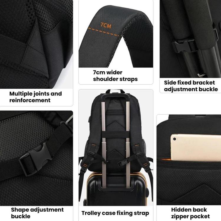 Mochila impermeable para cámara DSLR XINQUAN para exteriores, ideal para fotografía y con gran capacidad para portátil., Black Orange