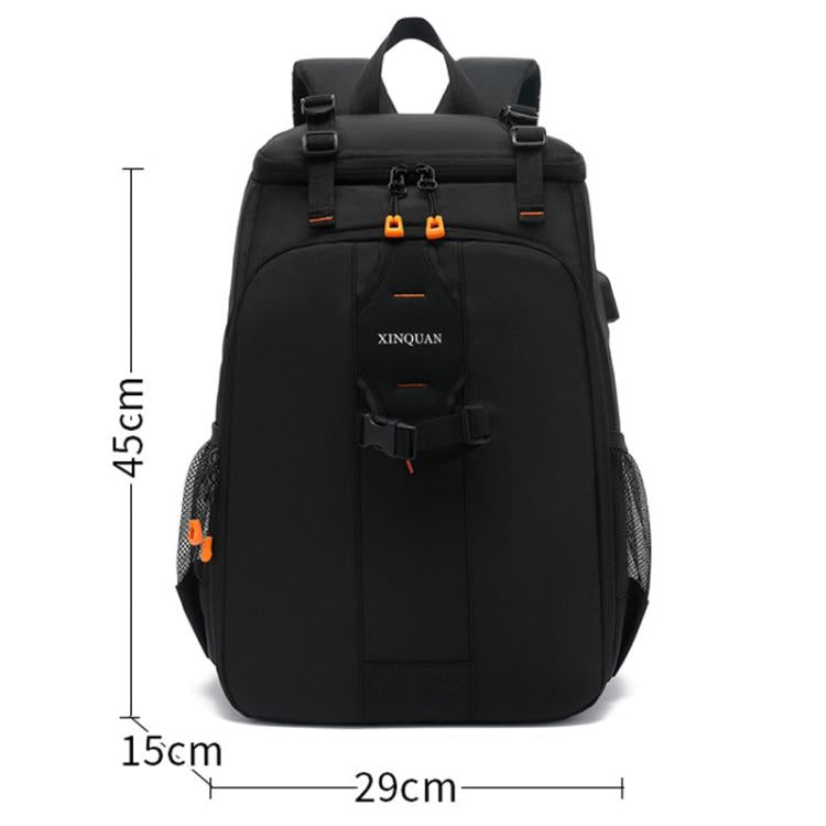 Mochila impermeable para cámara DSLR XINQUAN para exteriores, ideal para fotografía y con gran capacidad para portátil., Black Orange
