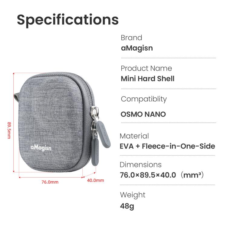 Funda protectora compacta y rígida aMagisn Mini para la cámara DJI Osmo Nano, con clip de mosquetón.