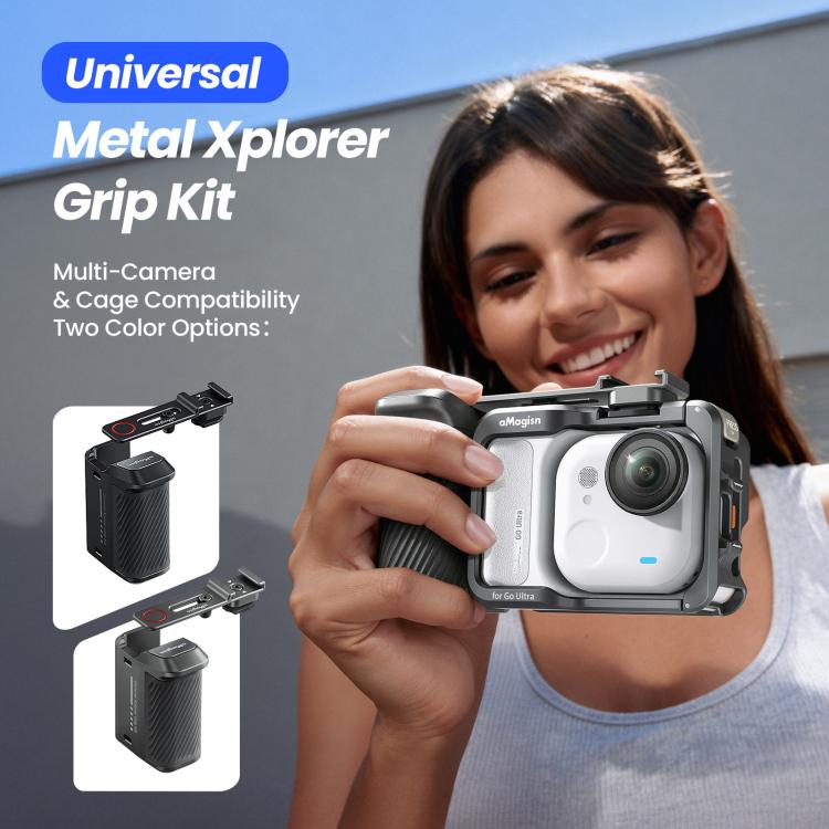 Kit de empuñadura metálica universal aMagisn Xplorer para cámaras DJI Osmo Action/Insta360/GoPro HERO Series