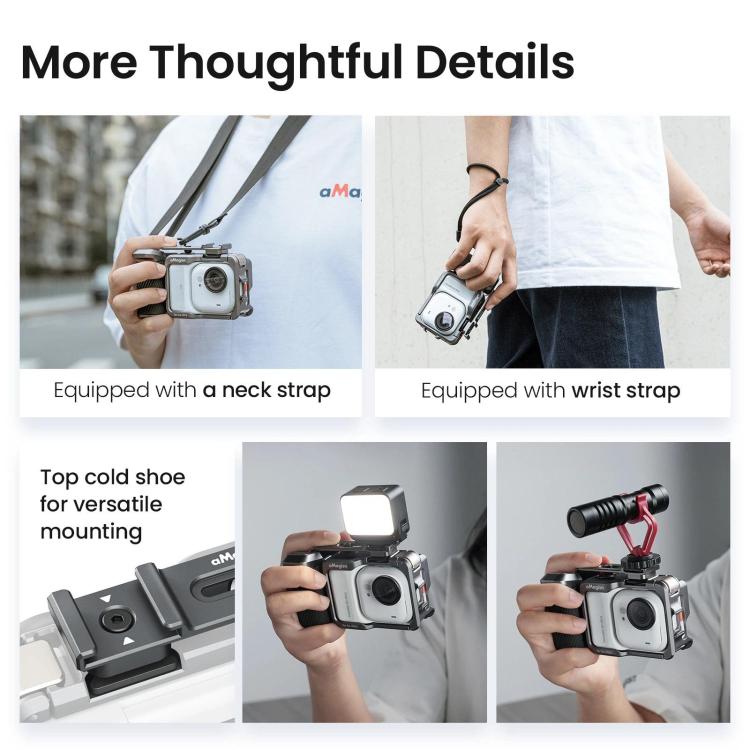 Kit de empuñadura metálica universal aMagisn Xplorer para cámaras DJI Osmo Action/Insta360/GoPro HERO Series