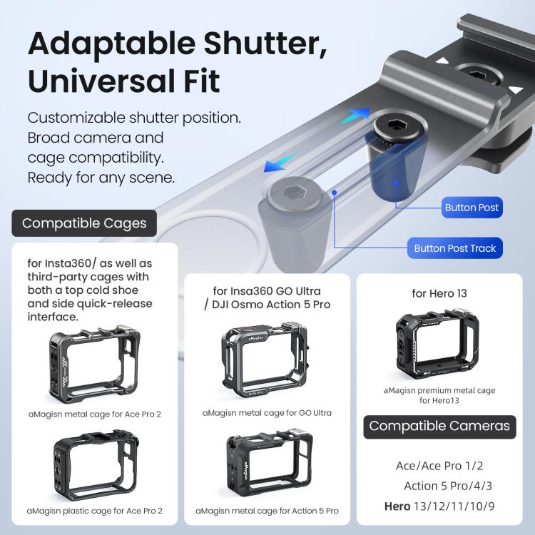 Kit de empuñadura metálica universal aMagisn Xplorer para cámaras DJI Osmo Action/Insta360/GoPro HERO Series