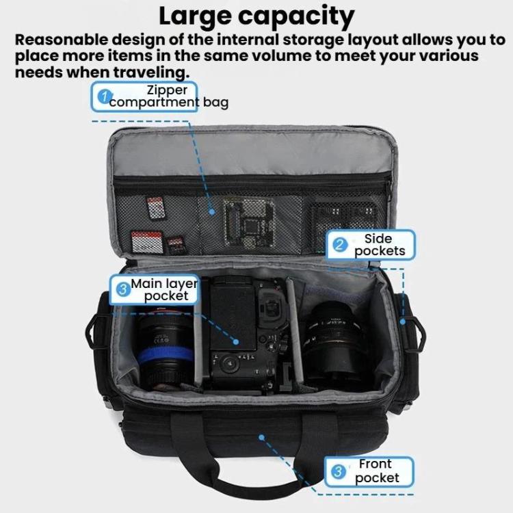 Bolso bandolera portátil de gran capacidad para cámara DSLR, bolso de mano a prueba de golpes, Handheld Bag