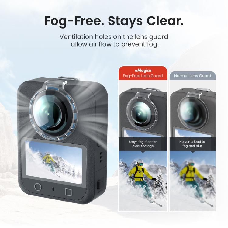 Para DJI Osmo 360 aMagisn Protector de lente antivaho con clip HD