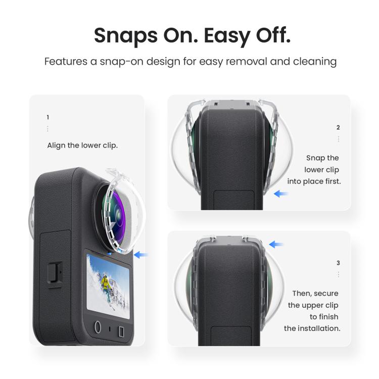 Para DJI Osmo 360 aMagisn Protector de lente antivaho con clip HD