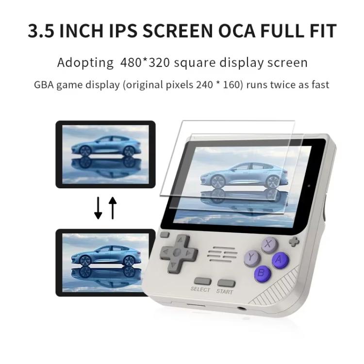 Consola de juegos portátil retro POWKIDDY V10 de 3,5 pulgadas IPS OCA Full Fit, procesador Quad-Core Cortex-A35 de 1,5 GHz., 64G, 128G
