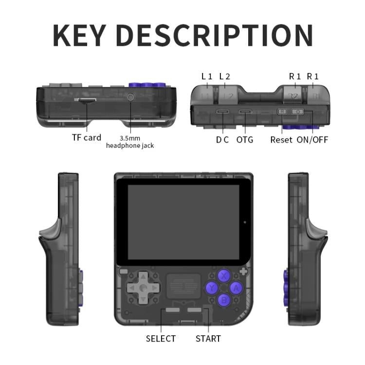 Consola de juegos portátil retro POWKIDDY V10 de 3,5 pulgadas IPS OCA Full Fit, procesador Quad-Core Cortex-A35 de 1,5 GHz., 64G, 128G