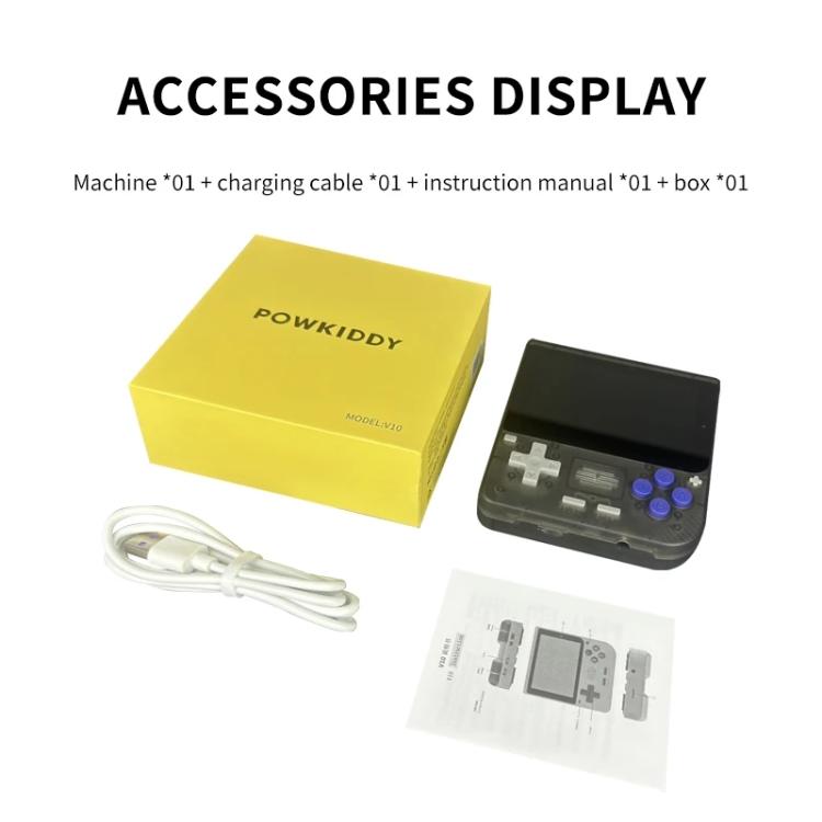 Consola de juegos portátil retro POWKIDDY V10 de 3,5 pulgadas IPS OCA Full Fit, procesador Quad-Core Cortex-A35 de 1,5 GHz., 64G, 128G