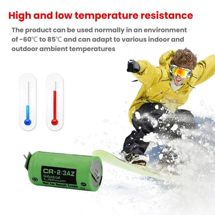 Batería de dióxido de manganeso de litio CR-2/3AZ de 3 V CR17335 de 1450 mAh para PLC, With 2.0-B Plug Wire