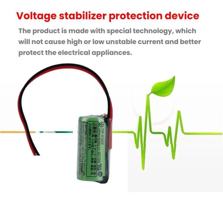 Batería de dióxido de manganeso de litio CR-2/3AZ de 3 V CR17335 de 1450 mAh para PLC, With 2.0-B Plug Wire