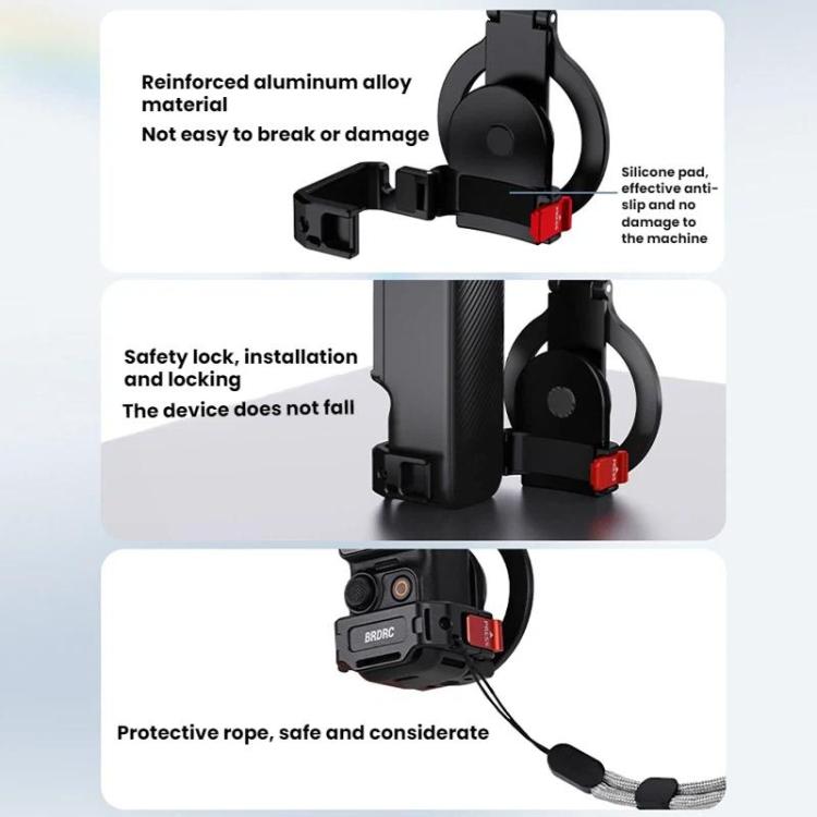 Soporte magnético expandible para teléfono BRDRC para DJI Osmo Pocket 3 con montaje de zapata fría, Black