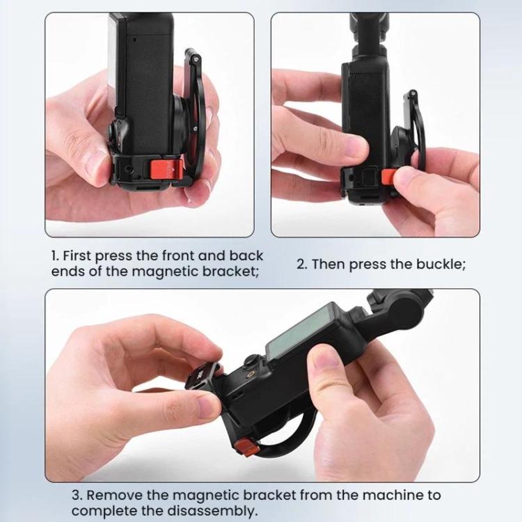 Soporte magnético expandible para teléfono BRDRC para DJI Osmo Pocket 3 con montaje de zapata fría, Black