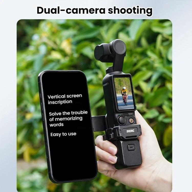 Soporte magnético expandible para teléfono BRDRC para DJI Osmo Pocket 3 con montaje de zapata fría, Black