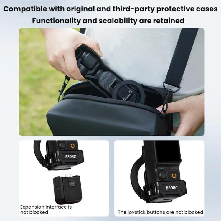 Soporte magnético expandible para teléfono BRDRC para DJI Osmo Pocket 3 con montaje de zapata fría, Black