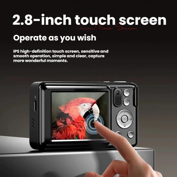 Cámara digital DC309X con zoom óptico 6x, 64 MP y vídeo 5K, pantalla táctil de 2,8 pulgadas y doble lente frontal/trasera., EU Plug White, EU Plug Black, US Plug White, US Plug Black, UK Plug White, UK Plug Black
