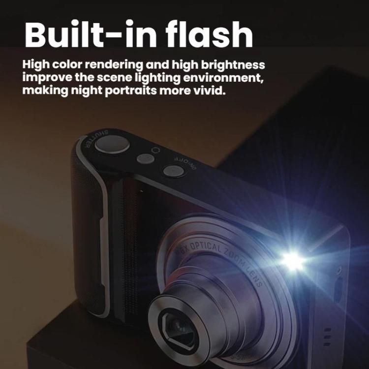 Cámara digital DC309X con zoom óptico 6x, 64 MP y vídeo 5K, pantalla táctil de 2,8 pulgadas y doble lente frontal/trasera., EU Plug White, EU Plug Black, US Plug White, US Plug Black, UK Plug White, UK Plug Black
