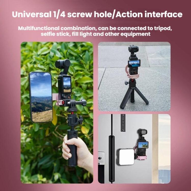 Soporte magnético expandible para teléfono BRDRC para DJI Osmo Pocket 3 con montaje de zapata fría, Pink