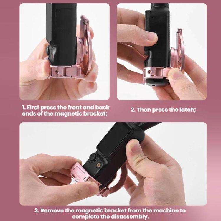 Soporte magnético expandible para teléfono BRDRC para DJI Osmo Pocket 3 con montaje de zapata fría, Pink